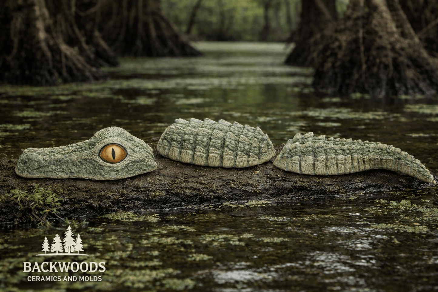H - 3088 Small Alligator (3 sections)*** - Backwoods Ceramics and Molds