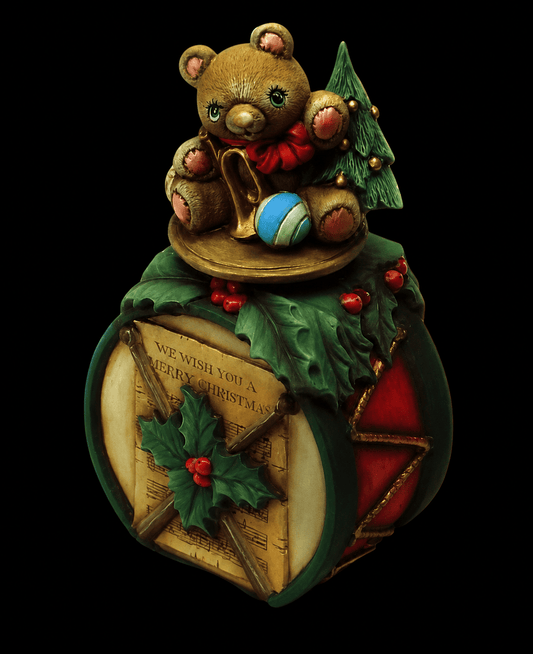 G - 1144 DRUM W/ BEAR MUSIC BOX. - Backwoods Ceramics and Molds