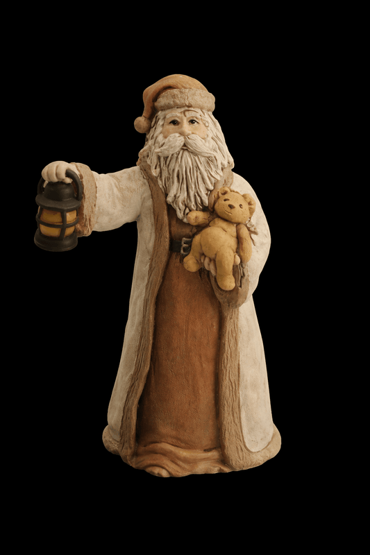 G - 2418 Carved Santa with Teddy Bear - Backwoods Ceramics and Molds
