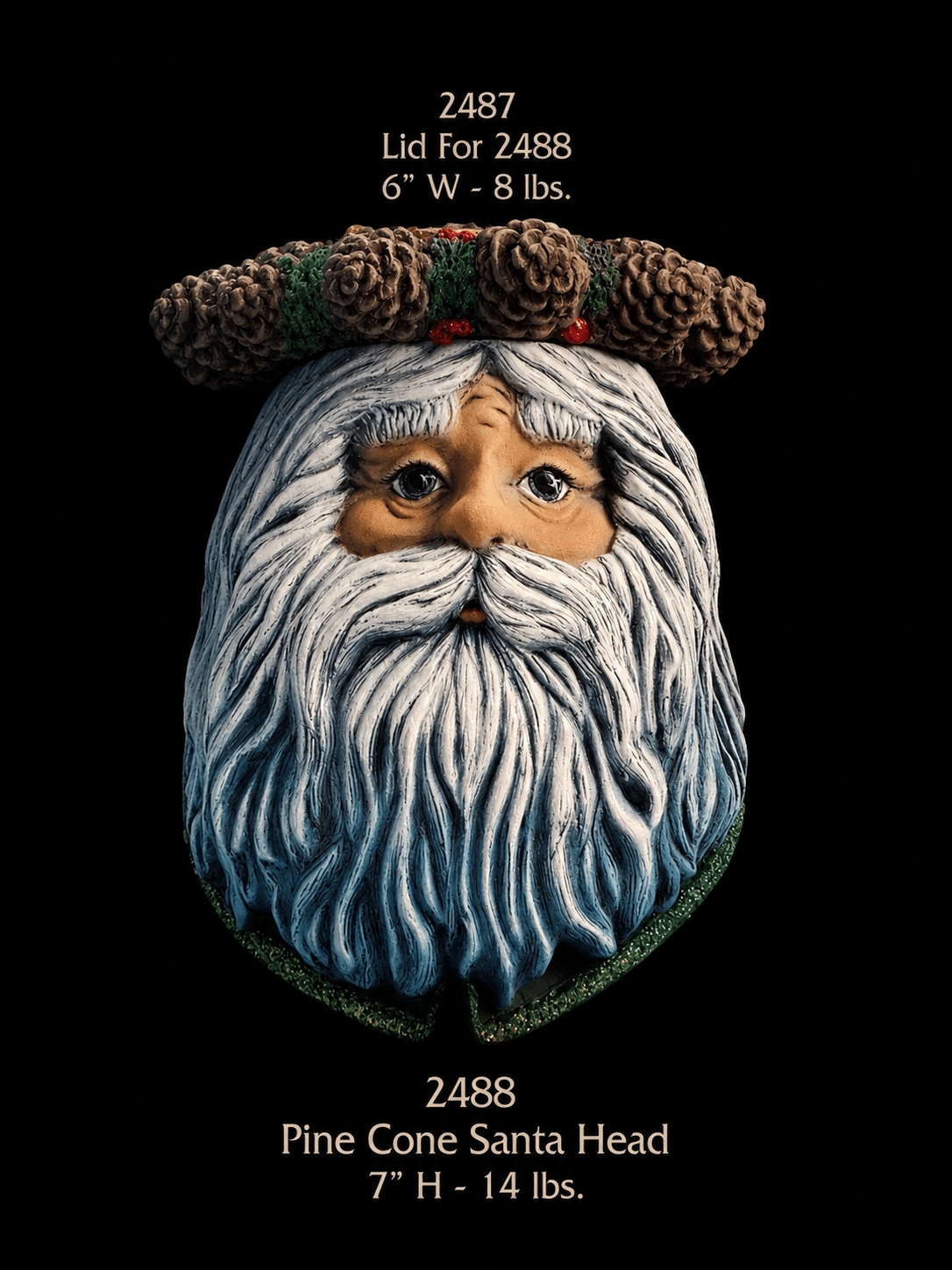 G - 2488, G - 2487 Pine Cone Santa Head South Carolina 2026 - Backwoods Ceramics and Molds