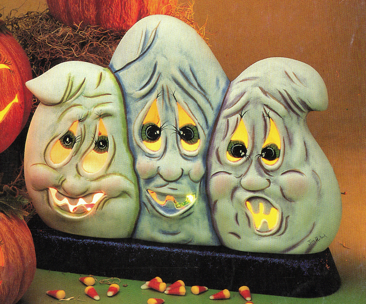 H - 2790 Three Ghost Heads - Backwoods Ceramics and Molds