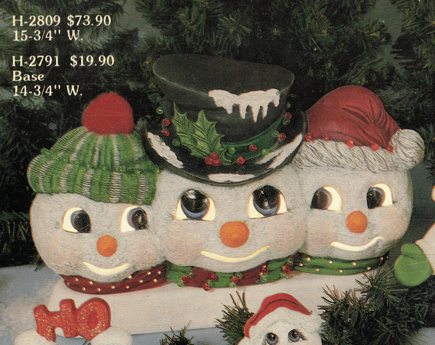 H - 2809 Three Snowman Heads (uses H - 2791) - Backwoods Ceramics and Molds