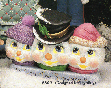 H - 2809 Three Snowman Heads (uses H - 2791) - Backwoods Ceramics and Molds