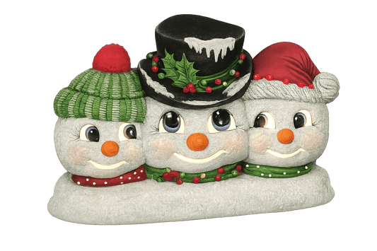 H - 2809 Three Snowman Heads (uses H - 2791) - Backwoods Ceramics and Molds