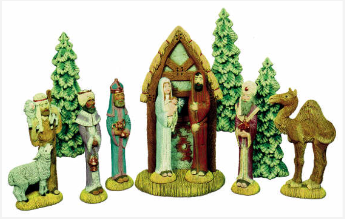 NM - 1811 Stick Nativity - Stable Backdrop - Backwoods Ceramics and Molds