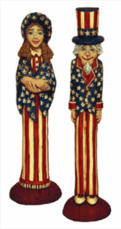 NM - 1848 Stick Figures - Uncle Sam & Betsy Ross - Backwoods Ceramics and Molds