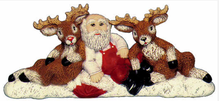 NM - 1893 Row of Santa & 2 Reindeer (Large) - Backwoods Ceramics and Molds