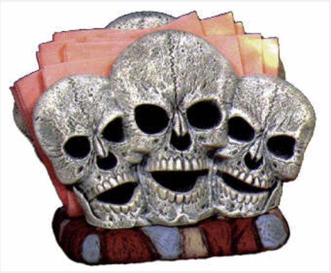 NM - 2151 Human Skull Napkin Holder - Backwoods Ceramics and Molds
