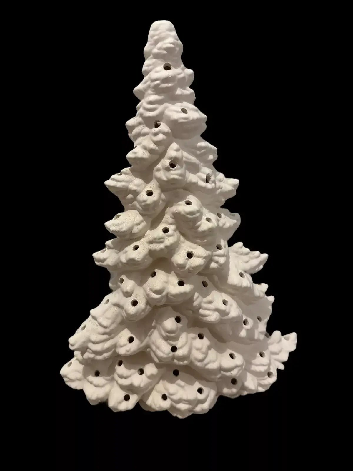 VINTAGE Mold Tampa Bay CERAMIC Christmas Tree Slim Flat Mantel Window 16" Bisque - My Store